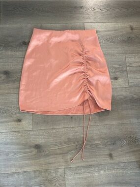 Wilfred Peachy Pink Drawstring Ruched Mini Skirt